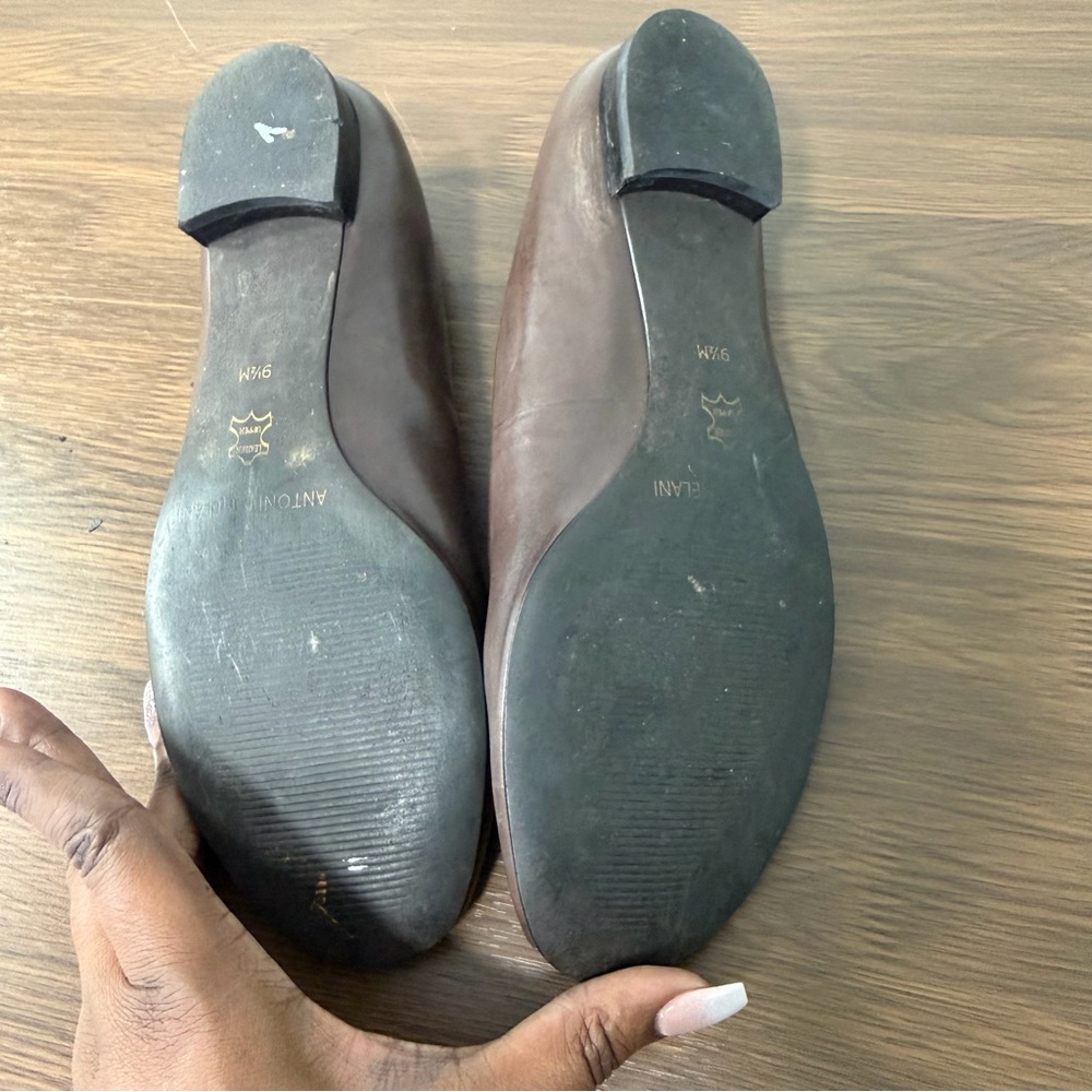 ANTONIO MELANI Dark Brown Peep-Toe Flats Size 9.5 - Picture 9 of 10